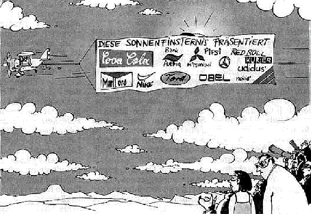 Werbebanner vor der Sonnenfinsterhis